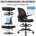 thumbnail image 4 of Primy Drafting Chair Tall Office Chair with Adjustable Footrest Ring, Black (Set of 1), 4 of 6