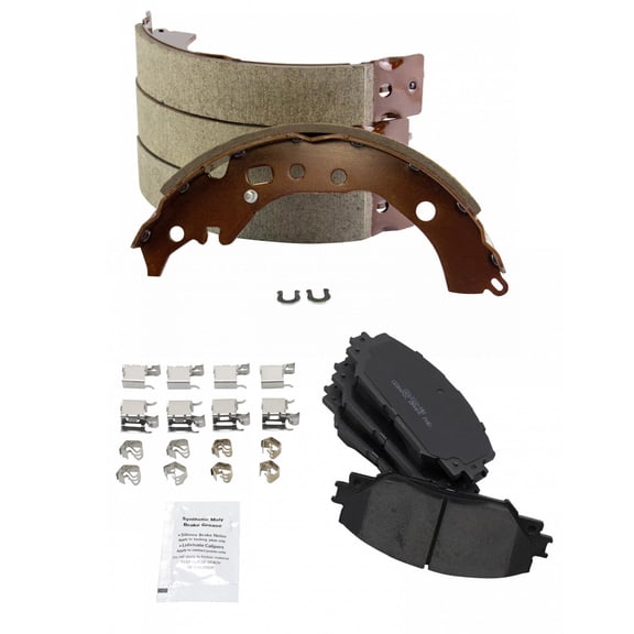 TRQ Front Ceramic Brake Pad & Rear Shoe Kit for Toyota Corolla BFA18566 Fits select: 2009 TOYOTA COROLLA BASE/S/LE/XLE, 2008-2014 TOYOTA SCION XD