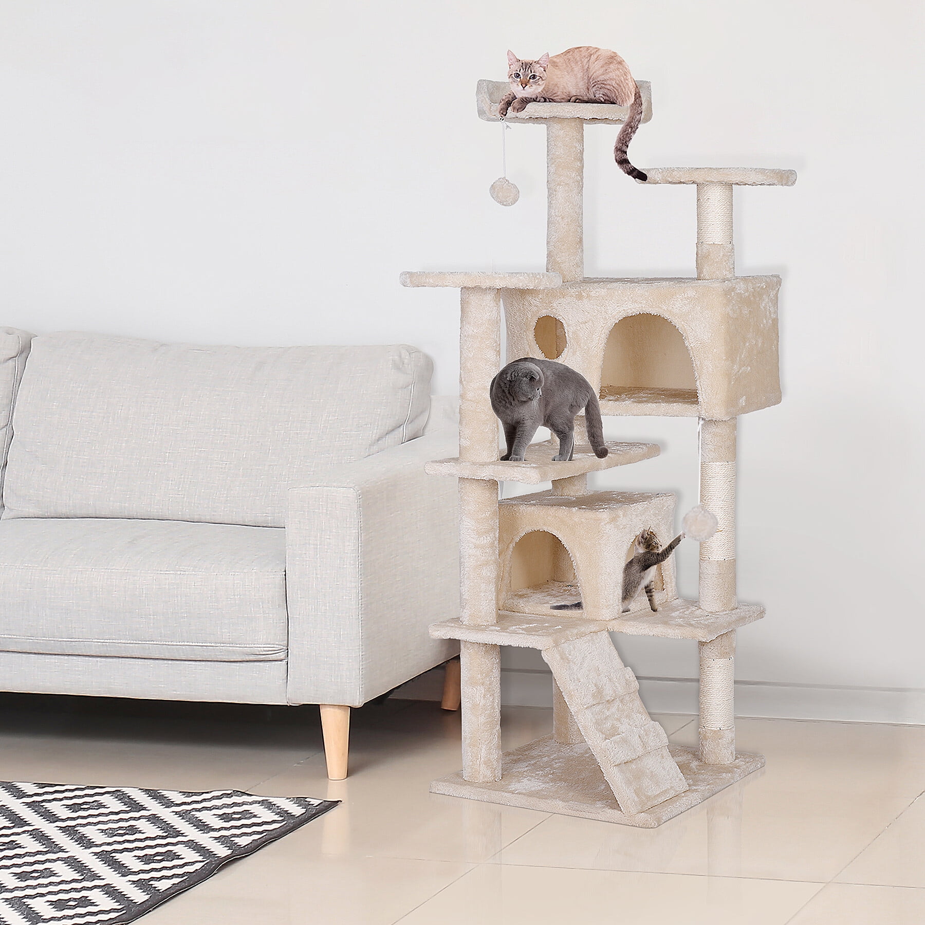 HomGarden 55 Multi Level Cat Tree Condo Cat Tower W Scratching Posts homgarden-55-multi-level-cat-tree-condo-cat-tower-w-scratching-posts