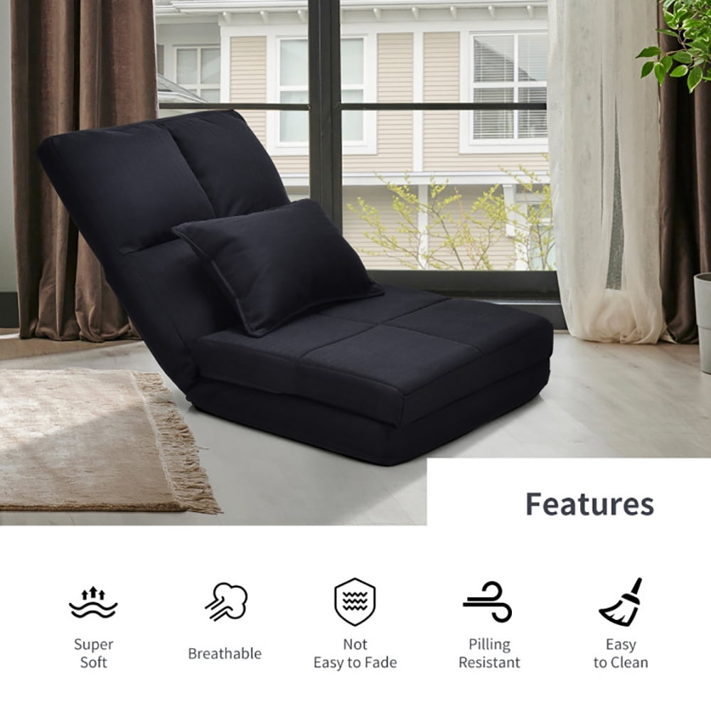 Finihen Folding Sleeper Couch, Fold Down Flip Convertible Sleeper Couch with Pillow, Foldable Mattress for Living Room, Dorm, Home, Office, Apartment, Black Finihen Folding Sleeper Couch, Fold Down Flip Convertible Sleeper Couch with Pillow, Foldable Mattress for Living Room, Dorm, Home, Office, Apartment, Black