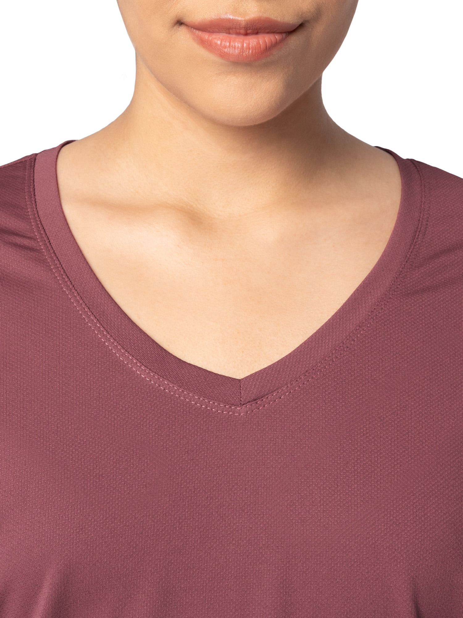 Athletic Works Women's Active Texture Knit V-Neck Tee, Sizes XS-XXXL
