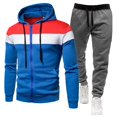 thumbnail image 4 of Sweatsuits For Men Set, Men's Tracksuits 2 Piece Outfit Casual Short Sleeve Sweat Hooded Athletic Tracksuit Outfits Jogging Suit (XXXL,Blue), 4 of 4