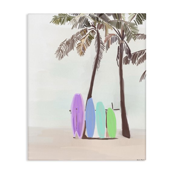 Stupell Industries Eclectic Surfboards on Palm Trees Canvas Art, 16 x 20, by Amelia Noyes