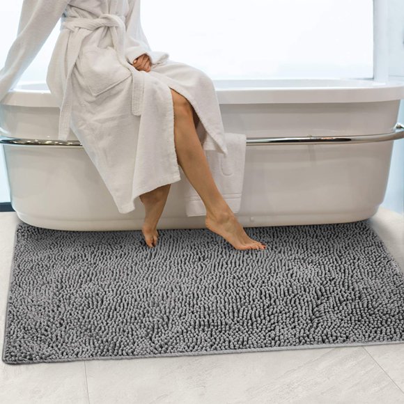 Alfombra de baño Secura extra suave y gruesa de 120 x 70 cm, color gris