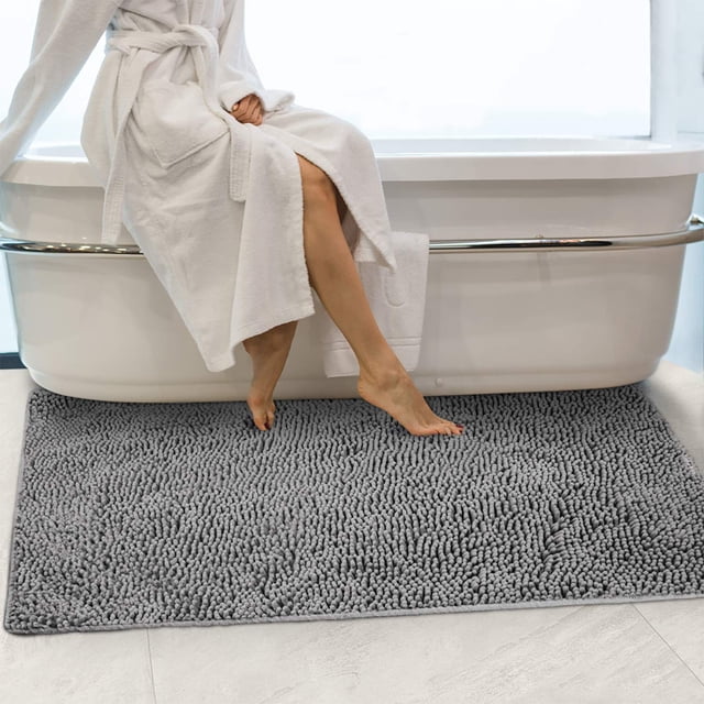 Alfombra de baño Secura extra suave y gruesa de 120 x 70 cm, color gris