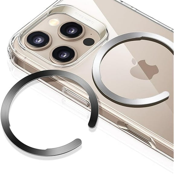 for MagSafe Ring, Ultra-Thin(0.4mm) for MagSafe Sticker,2 Pack Universal Magnetic Wireless Charger Conversion Kit for iPhone 16/16e/15/14/13/12, Galaxy S24/S23, MagSafe Accessories, Black & Silver