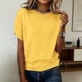 thumbnail image 2 of LEKODE Crew Neck Cap Sleeve Knit Pullover Tops for Women, Cropped Hem Lightweight Knit Sweater for Office Work and Daily Casual Wear C Yellow S, 2 of 9