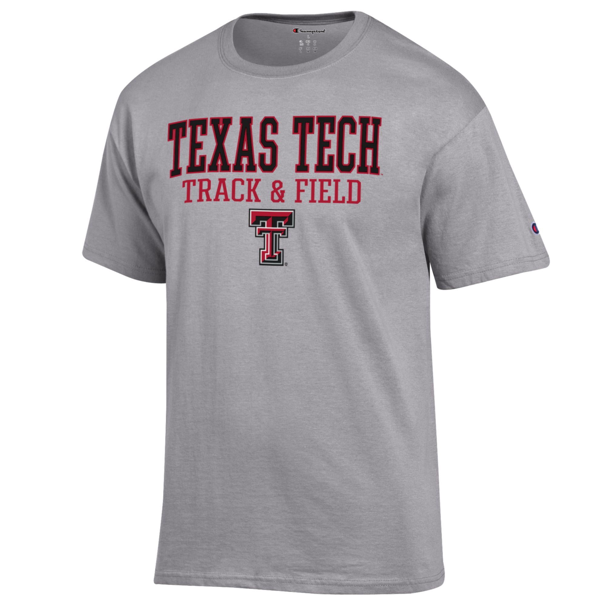 Men's Champion  Gray Texas Tech Red Raiders Track & Field Stack T-Shirt