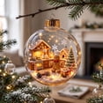 thumbnail image 2 of Glowing Christmas Diorama Ornament, Miniature Christmas Scene in Clear 2d Acrylic Ball, with Warm Led Light, Lighted Christmas Tree Ornament, Holiday Hanging Decor, Choose Your Story, 2 of 6