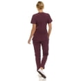 thumbnail image 2 of Saint Scrubs Women’s Premium 9-Pocket Scrub Set – Modern Fit Soft V-Neck Top & Tapered Straight-Leg Medical Scrub Pants, Plum, 2X, 2 of 4