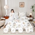 thumbnail image 3 of Erosebridal Snowman Ornaments Queen Comforter Set 3 Pieces,Winter Watercolor Comforter Sets Queen,White Blue,Reversible,1 Comforter and 2 Pillowcases, 3 of 6