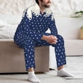thumbnail image 7 of Lsque Vintage Blue Polka-dot Pattern Long Sleeve Pajama Set for Men - Soft 2-Piece Sleepwear and Loungewear Set with Pockets, Comfy Nightwear-Medium, 7 of 7