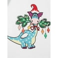 thumbnail image 6 of Bemycutue Christmas Family Pajamas Matching Set Contrast Color Long Sleeve Tops and Dinosaur Print Pants Sleepwear, 6 of 10