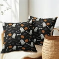 thumbnail image 5 of Halloween Throw Pillow Covers 18X18 Inch Set of 2 Boo Cute Ghost Orange Pumpkins Bat Web Decorative Black Pillow Cases Holiday linen Cushion Cover for Home Sofa Porch Outdoor Decor, 5 of 6