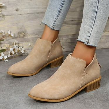 MsOrange Women's Khaki Fashion Ankle Boots with Side Zipper - Autumn & Winter 42/US 9