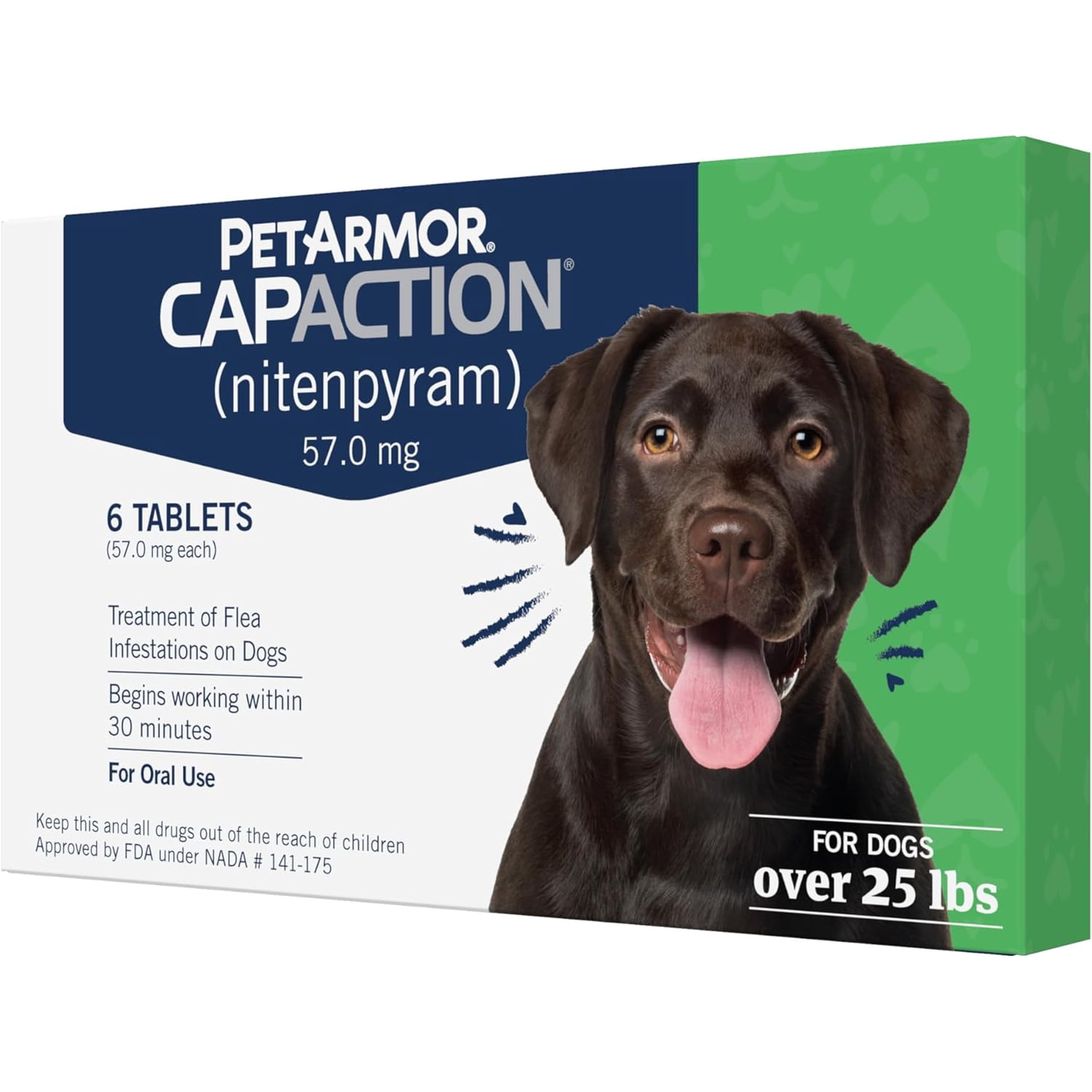 CapAction Fast Acting Flea Treatment for Large Dogs, 6 Tablets