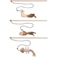 thumbnail image 1 of Juguete para gatos de primera calidad | caña de juguete resistente natural con ratón | Juego de 3 animales de peluche para la actividad del gato | juguete para rascar, 1 of 6