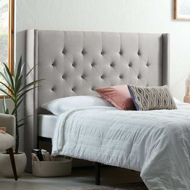 Rest Haven Tufted Wingback Upholstered, White Tufted Headboard Twin Xl