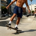 thumbnail image 5 of Sewkxo Men's Baggy Sweat Shorts 7" Cotton Summer Athletic Casual Shorts with Pockets,Navy L, 5 of 8