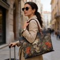 thumbnail image 2 of ZUXONGSY Rose Skull Crown Print Top Handle Tote Bag for Women Portable Top Handle Bag Fashion Satchel Handbags with Zipper for Excursions Shopping, 2 of 6
