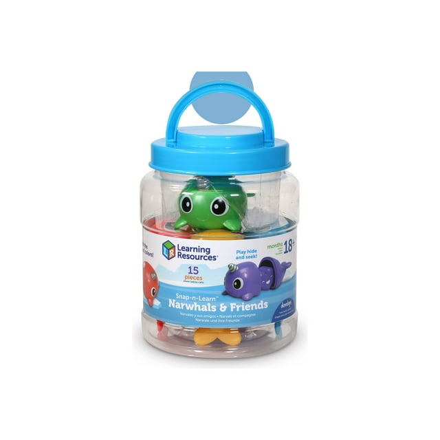 Learning Resources Snap-n-Learn Narvals et Amis, 15 Pcs, 18 Mois et Plus, Jouets pour Bébé et Tout-Petit, Activités d'Apprentissage Préscolaire, Jouets Éducatifs, Reconnaissance des Couleurs et des Formes, Fin Mo