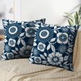 thumbnail image 3 of LALILO Throw Pillow Covers White Lace Flowers Lace Flower Navy Cushion Cover 18" x 18", 2 Pack, 3 of 6