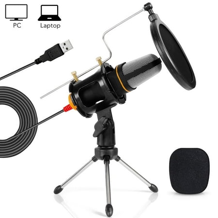 TONOR Condenser USB Microphone with Tripod Stand for Game Singing Chat Skype YouTube Studio Audio Recording (Best Computer For Recording Studio)