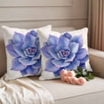 thumbnail image 2 of Blue Purple Flower Outdoor Waterproof Pillow Covers, Succulents Ferns Abstract Watercolor Decorative Square Throw Pillowcase Sofa Cushion Sham for Patio/Couch/Chair, 18"x18" 2 Pack, 2 of 8