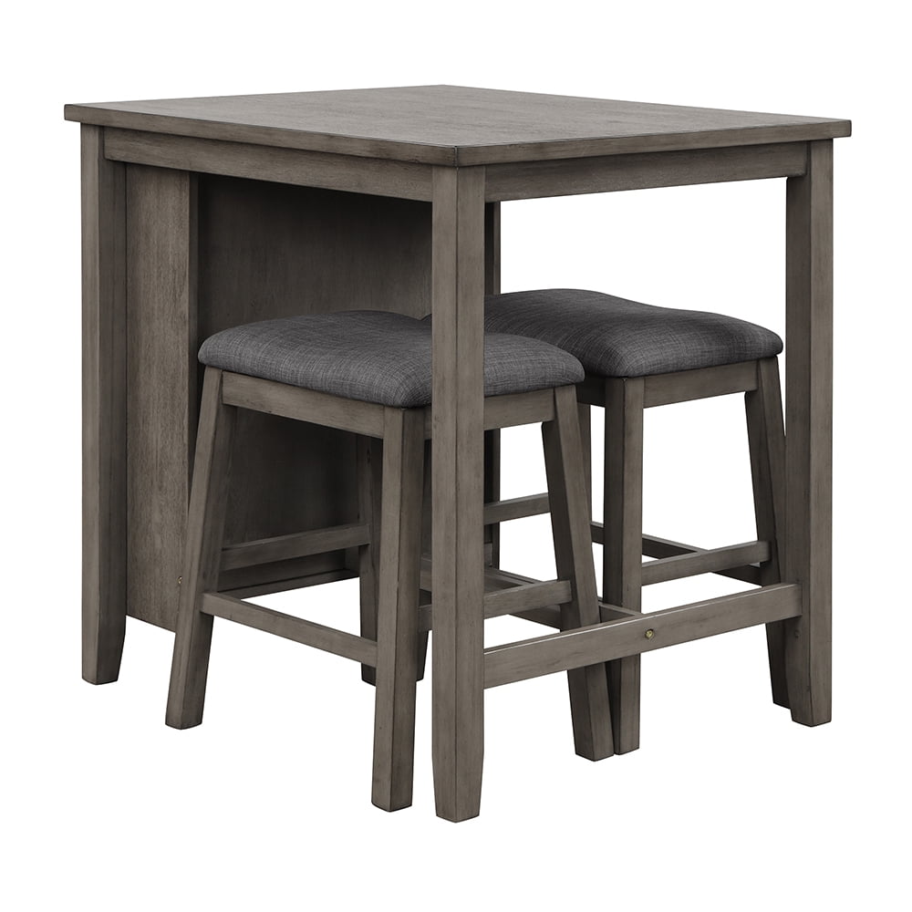 3 Pcs Modern Dining Furniture Sets, Wooden Table and 2 Chairs for Kitchen Restaurant