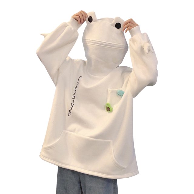 Pudcoco Lover's Cute Long Sleeve Sweatshirt Boy's/Girl's Loose Cartoon Printing Tops