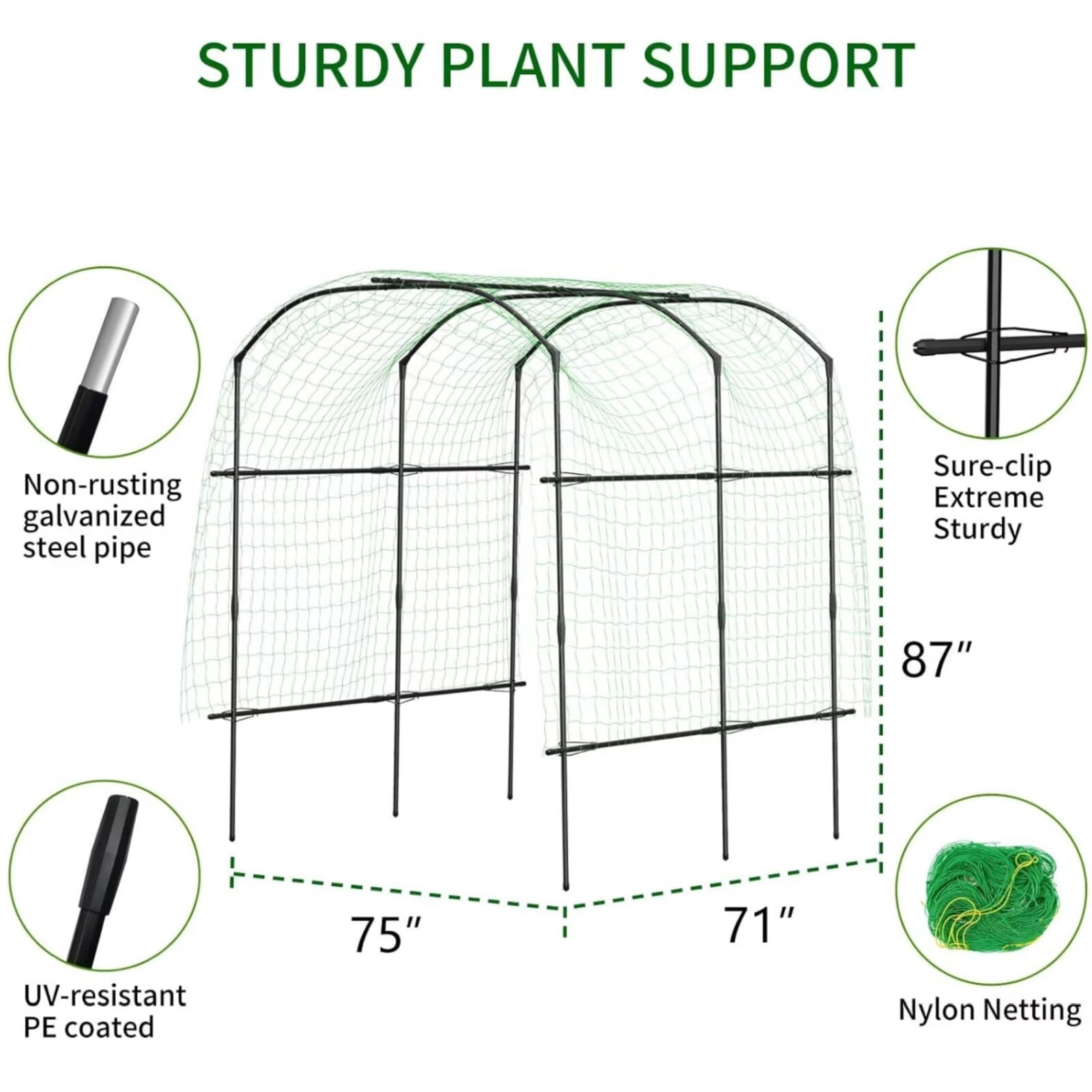 MOPHOTO Tall Garden Arch Trellis for Climbing Plants,87in Tall Metal Plant Support Trellis Archway for Climbing Vine Vegetable/Fruit/Flower Outdoor Yard Lawn Garden Arch Tunnel Trellis