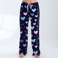 thumbnail image 5 of Fgvctg Womens Valentine's Day Pajamas Loose Wide Leg Sleepwear Pajamas Pants Fashion Heart Graphic High Waisted Pjs Fall Spring Drawstring Lounge Pants with Pockets Dark Purple S, 5 of 7
