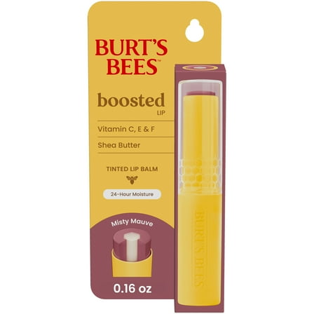 Burt's Bees Misty Mauve Tinted Boosted Lip Balm, 1-Pack, 0.16 oz.
