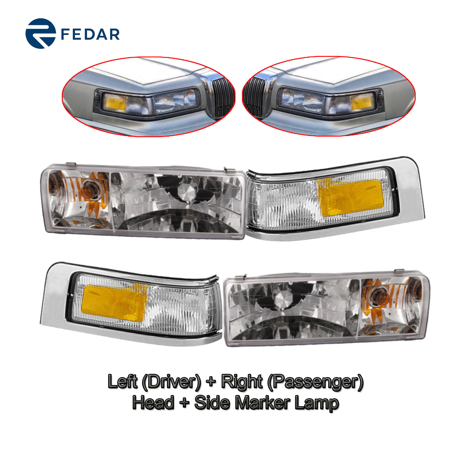 Headlight & Side Signal Light Compatible with 1995 1996 1997