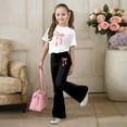thumbnail image 4 of Glisme Girls Outfit Casual Flare Pants With Short Sleeve Top Comfortable Playwear Summer Two Piece Set Lightweight Matching Set Size 3-4 Years Black, 4 of 4
