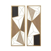 CosmoLiving by Cosmopolitan Brown Metal Geometric Wall Decor with Black and Gold Accents (2 Count)