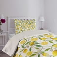 thumbnail image 2 of Ambesonne Kitchen Quilted Coverlet 2 Pcs, Exotic Delicious Garden, Twin Size, Fern Green Yellow White, 2 of 4