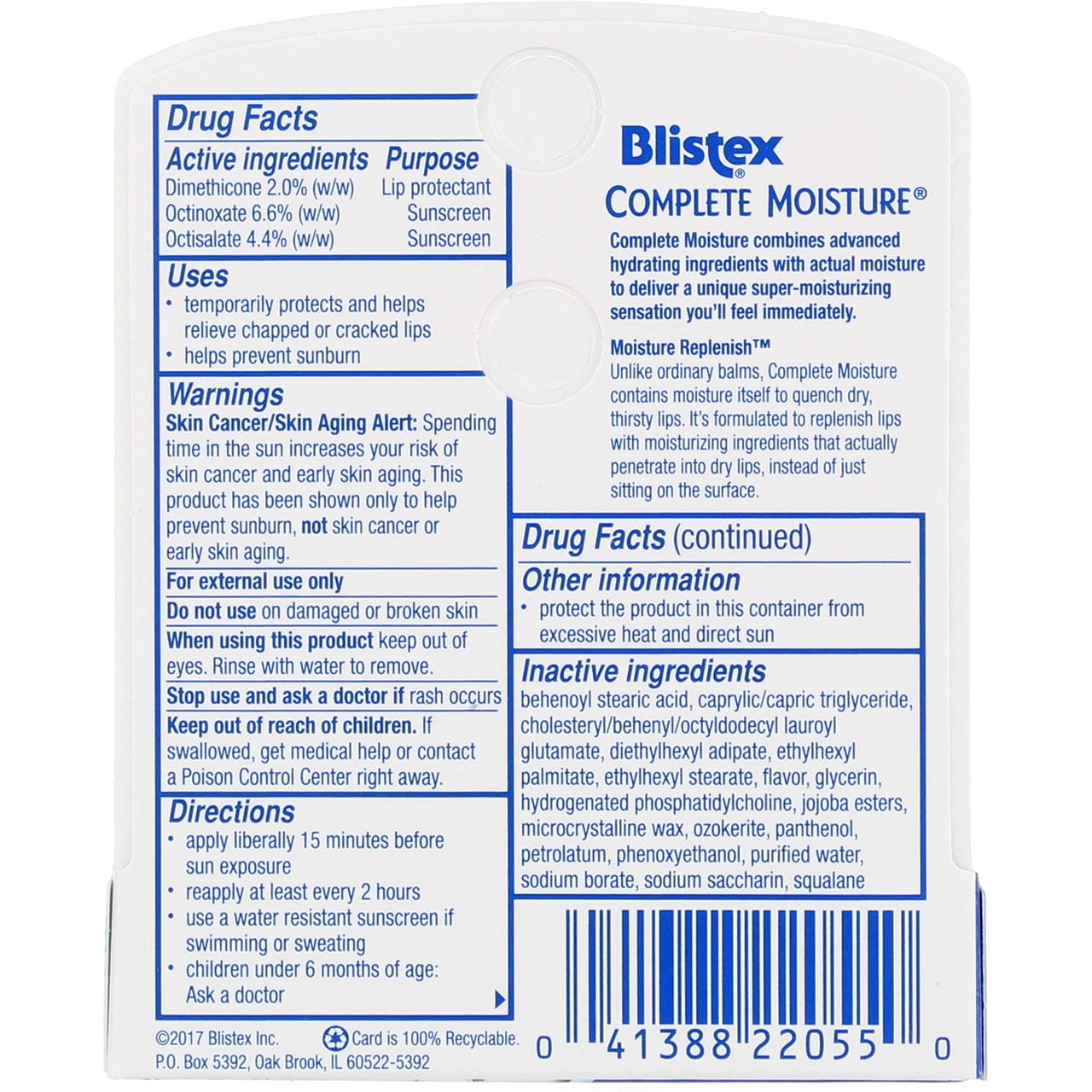 24 Pack Blistex, Complete Moisture Lip Protectant .15oz Each