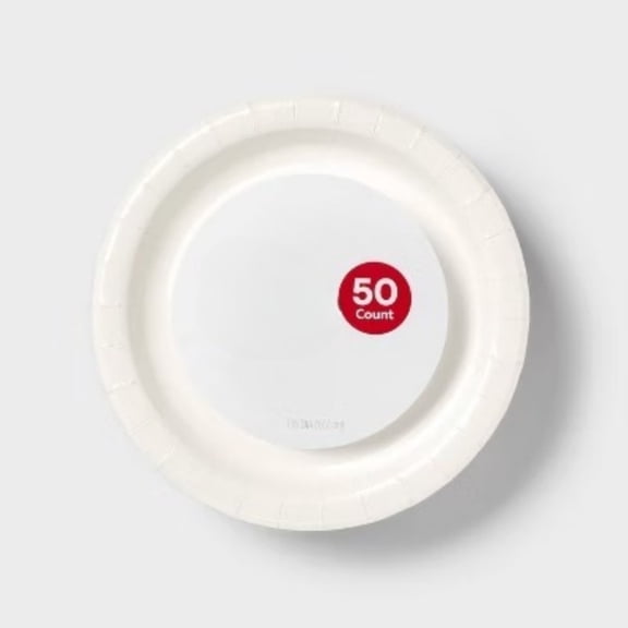White Disposable Paper Plates 7" - 50ct - Dealworthy
