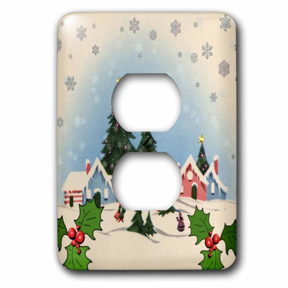 3dRose, Cut Little Snowy Village, 2 plug outlet cover