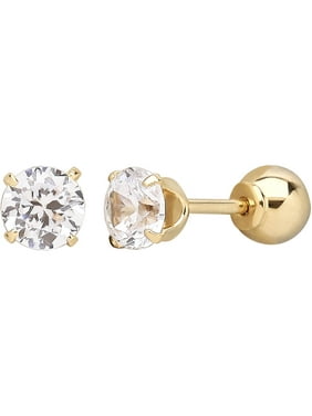 Brilliance Fine Jewelry Children's 10K Yellow Gold with Cubic Zirconia Front and Back Ball Back Earrings