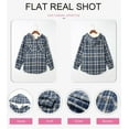 thumbnail image 5 of Womens Plaid Shacket Jacket Long Sleeve Button Down Fleece Hooded Jackets Warm Coat, 5 of 6