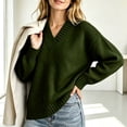 thumbnail image 5 of DYTTDG Women's V-Neck Sweater | Long Sleeve Loose Fit Solid Color Knit Pullover Top, Ribbed Cuffs and Hem Casual Jumper for Daily Outfits, 5 of 8