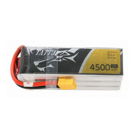 Tattu 4500mAh 22.2V 25C 6S1P LiPo Battery Pack with XT60 Plug for Align Trex .600 Helicopter