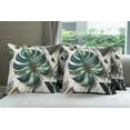 thumbnail image 4 of Ambesonne Monstera Throw Pillow Cover Pack of 4, Abstract Mid Century Art, 4 Pcs-28" x 28", Fern Green Teal and Pale Grey, 4 of 5