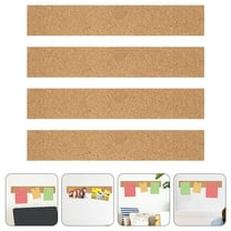 SOPOTUTU Light Brown Cork Board Adhesive Strips for Photo Display, 4 Sets, Strong Hold, Easy to Use, Home and Office Decor