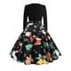 thumbnail image 3 of Vestido de Navidad de manga larga para mujer, bata Vintage, Swing Pinup, elegante, estampado informal, negro, invierno, 50S, 60S, 3 of 5