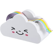 Tape Cutter Holder Desk White Office Dispenser Desktop Rainbow Stationery Supply
