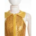 thumbnail image 5 of iEFiEL Kids Girls Sequins Leotard Mesh Ruffles Ballet Jazz Dance Costume Gold 12, 5 of 7
