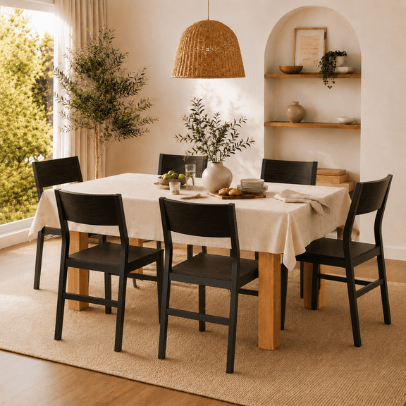 iPormis 35''Tall Dining Chairs Set of 6, Dining Room Chairs with MDF Board & Metal Frame, Perfect for Small Space, Easy Clean,Black